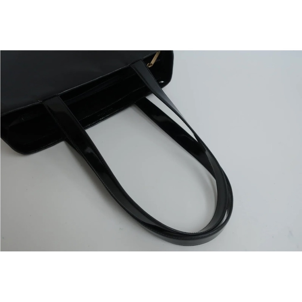 Chanel Authentic Black Enamel Tote Shoulder Bag - Picture 9 of 13